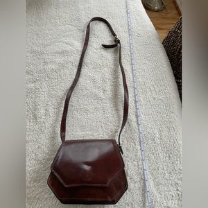Brown Italian leather cross body bag.